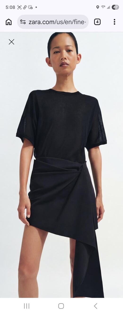 Zara Black Fine-Knit Oversized Mesh T-Shirt